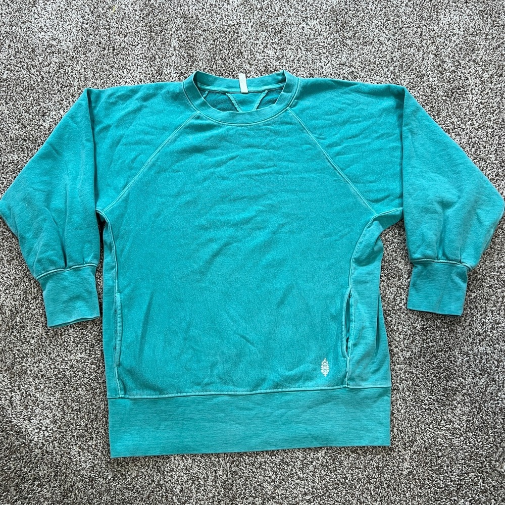 FP Movement by Free People Blue Reglan Sleeve Sweatshirt Oversized Size XS Terry